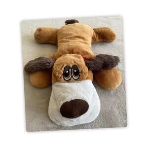 Dan Dee Dog Plush Laying Puppy Stuffed Animal Brown Sewn Eyes Pillow Floppy 22"